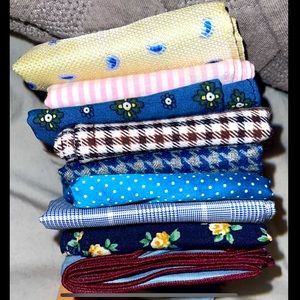 9 Pocket Squares (variety of colors and patterns)
